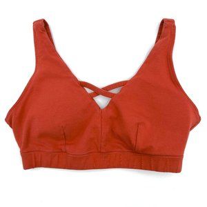 Pact Criss Cross Organic Cotton Sports Bra Bralette Rust Orange Size Small